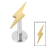 Titanium Internally Threaded Labrets 1.2mm - Titanium Thunderbolt 1.2mm, 6mm / Mirror Polish Titanium / Gold Titanium