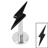 Titanium Internally Threaded Labrets 1.2mm - Titanium Thunderbolt 1.2mm, 5mm / Mirror Polish Titanium / Black Titanium