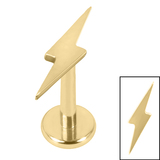 Titanium Internally Threaded Labrets 1.2mm - Titanium Thunderbolt 1.2mm, 5mm / Gold Titanium / Gold Titanium
