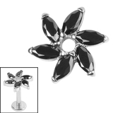 Titanium Internal Jewelled Catherine Wheel 1.2mm, Jet Black / Titanium