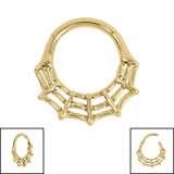 Titanium Spider Web Hinged Clicker Ring 1.2mm, 8mm, Gold Titanium