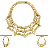 Titanium Spider Web Hinged Clicker Ring 1.2mm, 10mm, Gold Titanium