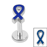 Titanium Internally Threaded Labrets 1.2mm - Titanium Awareness Ribbon - SKU 73329