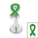 Titanium Internally Threaded Labrets 1.2mm - Titanium Awareness Ribbon - SKU 73335