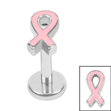 Titanium Internally Threaded Labrets 1.2mm - Titanium Awareness Ribbon - SKU 73341
