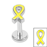 Titanium Internally Threaded Labrets 1.2mm - Titanium Awareness Ribbon - SKU 73352