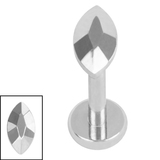 Titanium Internally Threaded Labrets 1.2mm - Titanium Faceted Marquise - SKU 73359