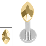 Titanium Internally Threaded Labrets 1.2mm - Titanium Faceted Marquise - SKU 73366