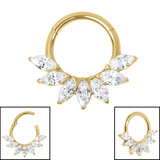 Titanium Etheral Jewelled Leaf Hinged Clicker Ring - SKU 73370