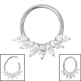 Titanium Etheral Jewelled Leaf Hinged Clicker Ring - SKU 73371