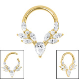 Titanium Burton Hinge Ring 1.2mm, 8mm, Gold Titanium with Crystal Clear