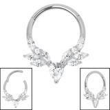 Titanium Burton Hinge Ring 1.2mm, 10mm, Mirror Polish with Crystal Clear