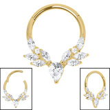 Titanium Burton Hinge Ring 1.2mm, 10mm, Gold Titanium with Crystal Clear