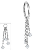 Titanium Hinged Segment Ring with Titanium Trilogy Jewel Charm 1.0mm, 6mm / Shown on 1.2mm gauge, 8mm internal diameter ring. / Titanium