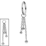 Titanium Hinged Segment Ring with Titanium Trilogy Ball Charm 0.8mm, 8mm / Shown on 1.2mm gauge, 8mm internal diameter ring. / Titanium