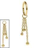 Titanium Hinged Segment Ring with Titanium Trilogy Ball Charm 1.0mm, 10mm / Shown on 1.2mm gauge, 8mm internal diameter ring. / Gold Titanium