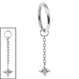 Titanium Hinged Segment Ring with Titanium Falling Star Charm - SKU 73459