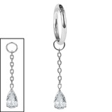 Titanium Hinged Segment Ring with Titanium Jewelled Droplet Charm 1.0mm, 8mm / Shown on 1.2mm gauge, 8mm internal diameter ring. / Titanium