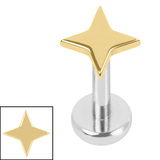 Titanium Internally Threaded Labrets 1.2mm - Titanium Aquila Star 1.2mm, 6mm / Mirror Polish / Gold Titanium