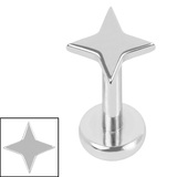 Titanium Internally Threaded Labrets 1.2mm - Titanium Aquila Star 1.2mm, 9mm / Mirror Polish / Mirror Polish Titanium