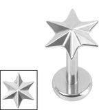 Titanium Internally Threaded Labrets 1.2mm - Titanium Radiant Star 1.2mm, 8mm / Mirror Polish / Mirror Polish Titanium