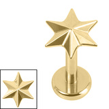 Titanium Internally Threaded Labrets 1.2mm - Titanium Radiant Star 1.2mm, 6mm / Gold Titanium / Gold Titanium