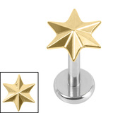 Titanium Internally Threaded Labrets 1.2mm - Titanium Radiant Star 1.2mm, 10mm / Mirror Polish / Gold Titanium