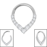 Titanium Jewelled To The Point Hinged Clicker Ring - SKU 73575