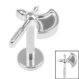 Titanium Internally Threaded Labrets 1.2mm - Titanium Battle Axe 1.2mm, 9mm / Mirror Polish / Mirror Polish Titanium