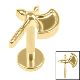 Titanium Internally Threaded Labrets 1.2mm - Titanium Battle Axe 1.2mm, 10mm / Gold Titanium / Gold Titanium