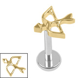 Titanium Internally Threaded Labrets 1.2mm - Titanium The Archer 1.2mm, 7mm / Mirror Polish / Gold Titanium