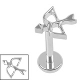 Titanium Internally Threaded Labrets 1.2mm - Titanium The Archer 1.2mm, 9mm / Mirror Polish / Mirror Polish Titanium