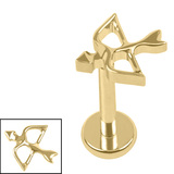 Titanium Internally Threaded Labrets 1.2mm - Titanium The Archer 1.2mm, 5mm / Gold Titanium / Gold Titanium