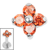 Titanium Internal Jewelled Ixora Flower - SKU 73647