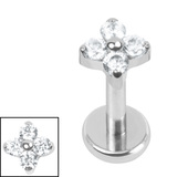 Titanium Internally Threaded Labrets 1.2mm - Titanium Ixora Flower - SKU 73654