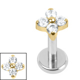 Titanium Internally Threaded Labrets 1.2mm - Titanium Ixora Flower - SKU 73659