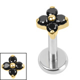 Titanium Internally Threaded Labrets 1.2mm - Titanium Ixora Flower - SKU 73672
