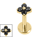 Titanium Internally Threaded Labrets 1.2mm - Titanium Ixora Flower - SKU 73680