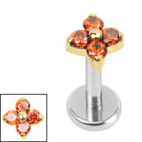 Titanium Internally Threaded Labrets 1.2mm - Titanium Ixora Flower - SKU 73695