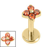 Titanium Internally Threaded Labrets 1.2mm - Titanium Ixora Flower - SKU 73702