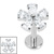 Titanium Internally Threaded Labrets 1.2mm - Titanium Jewelled Blossom Flower - SKU 73710