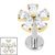 Titanium Internally Threaded Labrets 1.2mm - Titanium Jewelled Blossom Flower - SKU 73711
