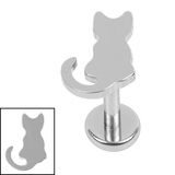 Titanium Internally Threaded Labrets 1.2mm - Titanium Saffie Cat 1.2mm, 8mm / Mirror Polish Titanium / Mirror Polish Titanium