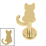 Titanium Internally Threaded Labrets 1.2mm - Titanium Saffie Cat 1.2mm, 5mm / Gold Titanium / Gold Titanium