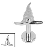 Titanium Internally Threaded Labrets 1.2mm - Titanium Spellcaster Hat 1.2mm, 9mm / Mirror Polish Titanium / Mirror Polish Titanium
