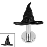 Titanium Internally Threaded Labrets 1.2mm - Titanium Spellcaster Hat 1.2mm, 6mm / Mirror Polish Titanium / Black Titanium
