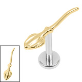 Titanium Internally Threaded Labrets 1.2mm - Titanium Witches Broomstick 1.2mm, 5mm / Mirror Polish / Gold Titanium