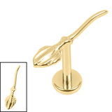 Titanium Internally Threaded Labrets 1.2mm - Titanium Witches Broomstick 1.2mm, 8mm / Gold Titanium / Gold Titanium