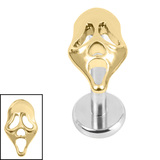 Titanium Internally Threaded Labrets 1.2mm - Titanium The Shrieker 1.2mm, 5mm / Polish Ti Labret / Gold Titanium, Crystal Clear