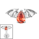 Titanium Internal Jewelled Death Bat 1.2mm / Titanium / Garnet